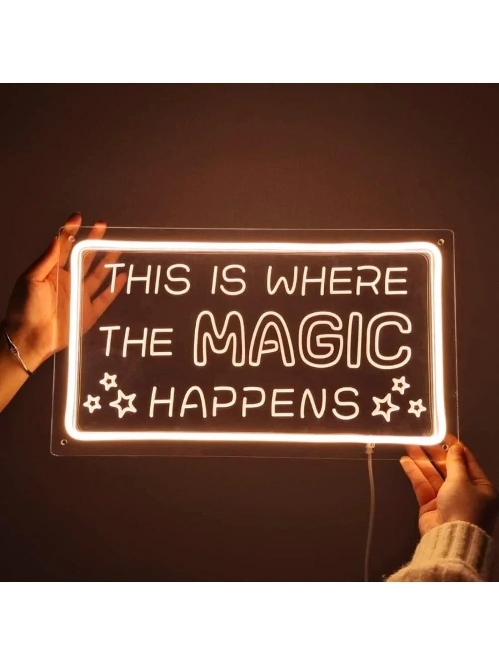 Neon Sign Light - 'This Is Where The Magic Happens' Wall Decor for Bedroom